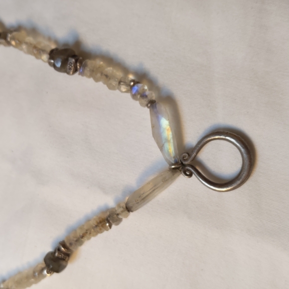 Rainbow moonstone bracelet earrings necklace set sterling silver signed … - Picture 5 of 12